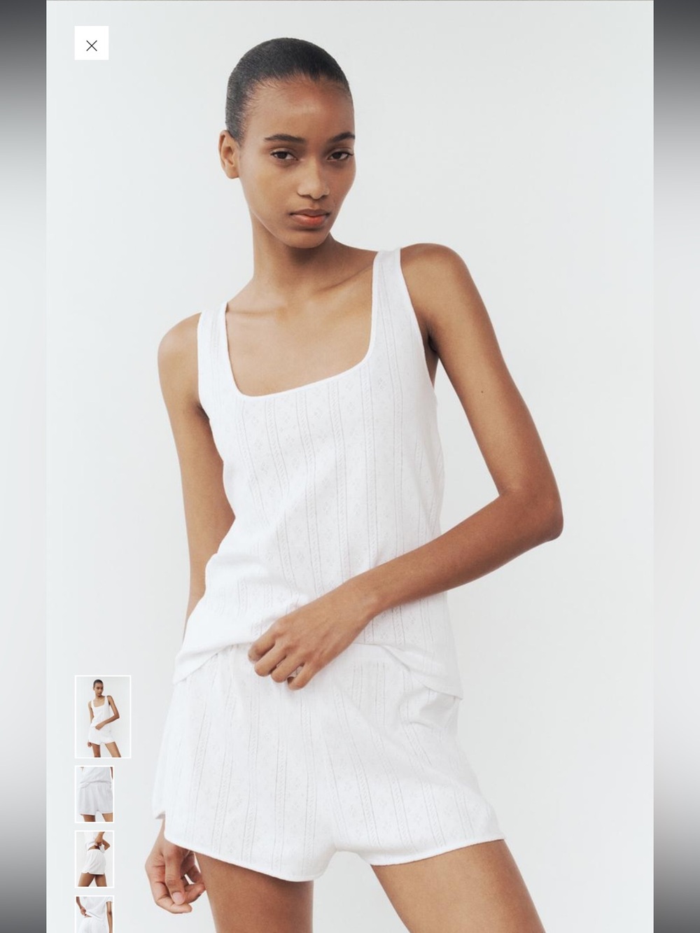 Zara Pointelle Shorts White Large